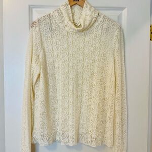 J. Jill Ivory Lace Turtleneck Sweater w/Lining